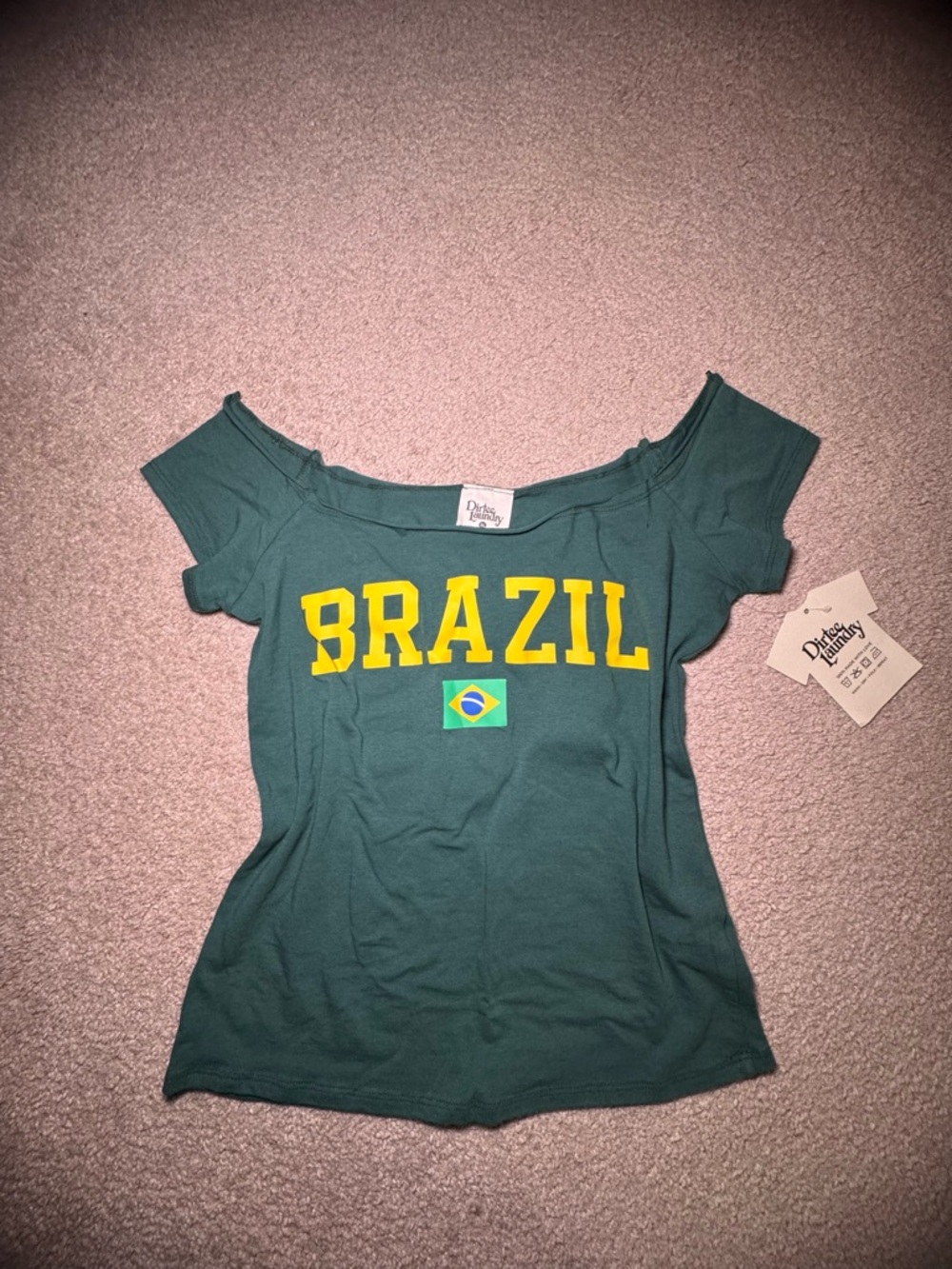Brazil Futbol Soccer World Cup 10 Off-Shoulder Junior Tee Sporty Vibes